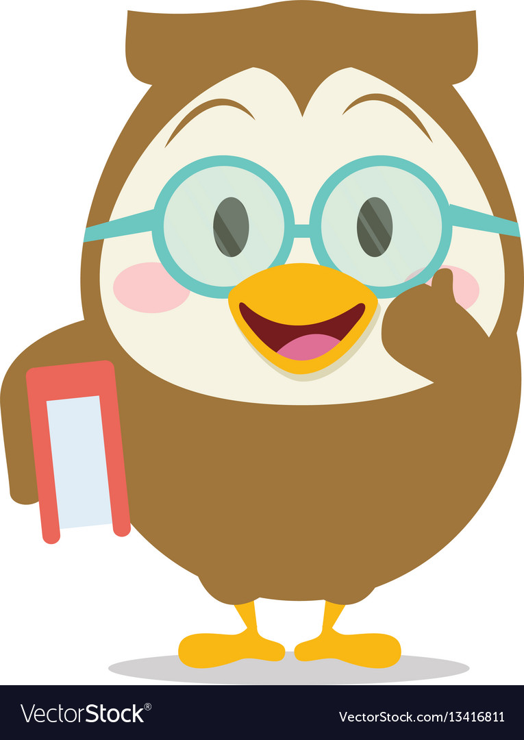 Owl with book character Royalty Free Vector Image