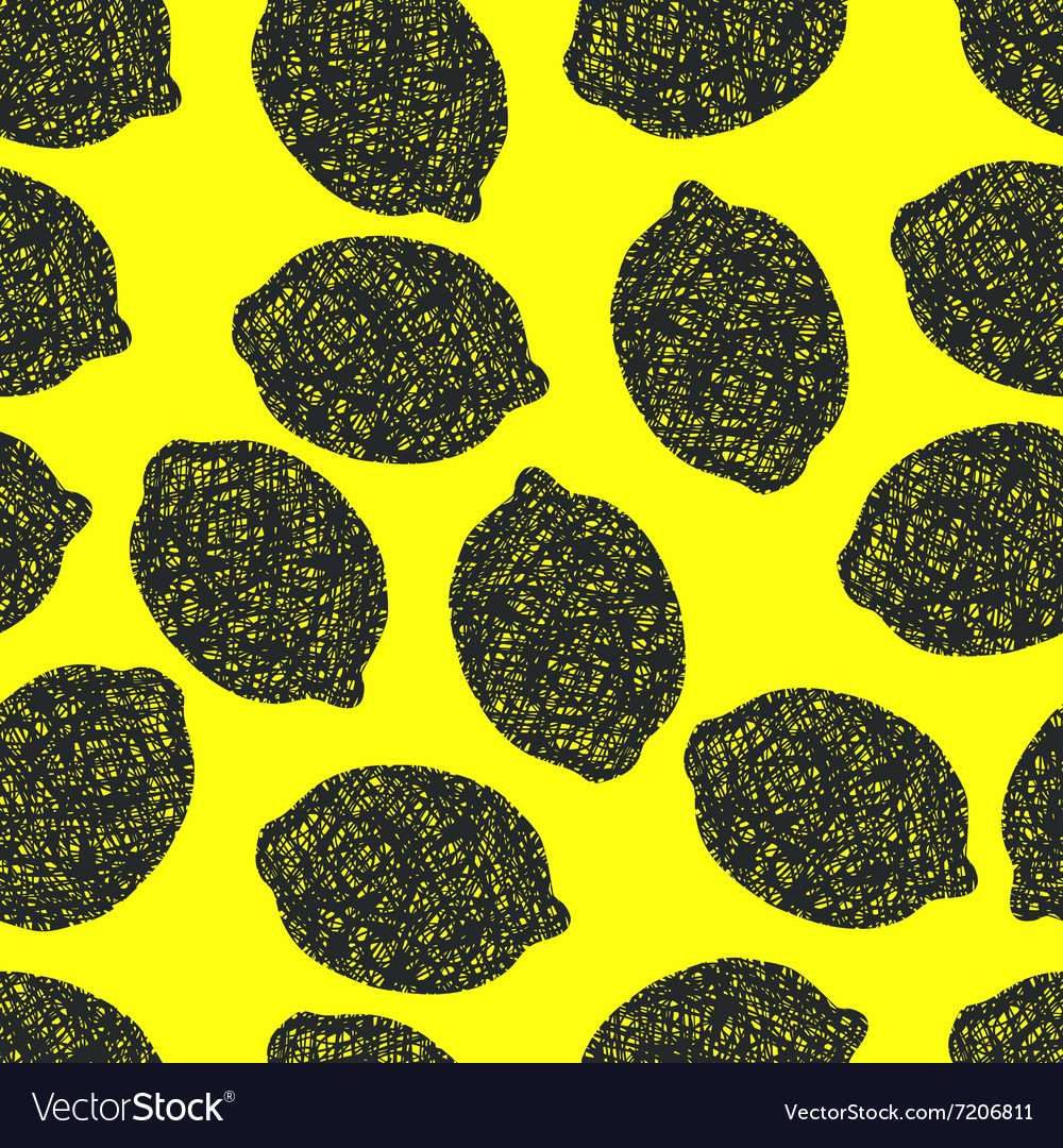 Seamless pattern with lemons scribbles