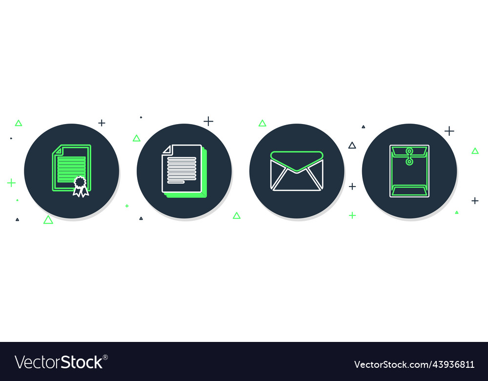 Set line document envelope certificate template vector image Set line document envelope certificate template