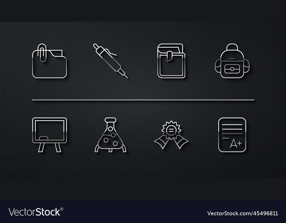 Set line document folder with clip chalkboard vector image Set line document folder with clip chalkboard