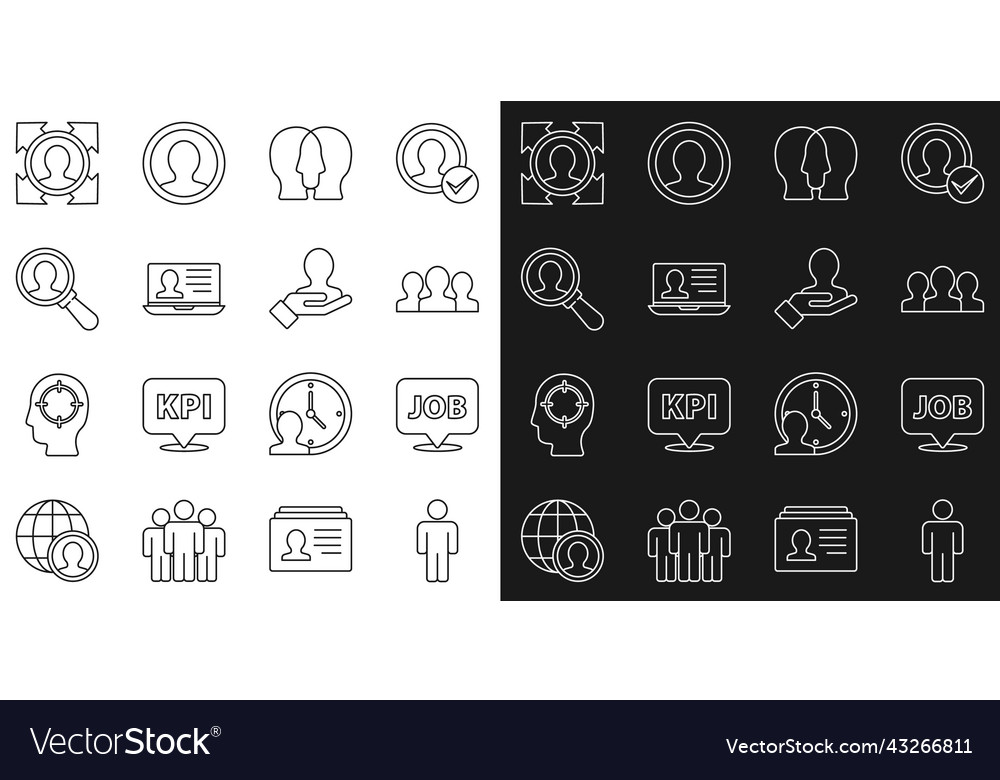 Set line user of man speech bubble with job vector image Set line user of man speech bubble with job