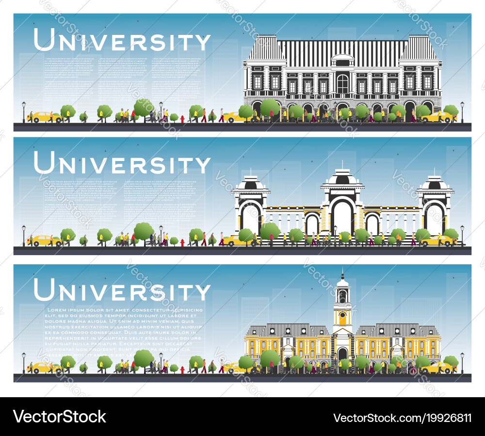 Set of university study banners students go Vector Image