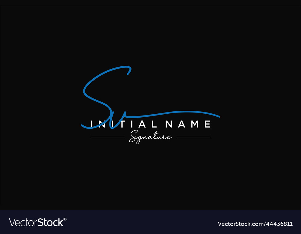 SV Initial Signature Logo - Floral Script