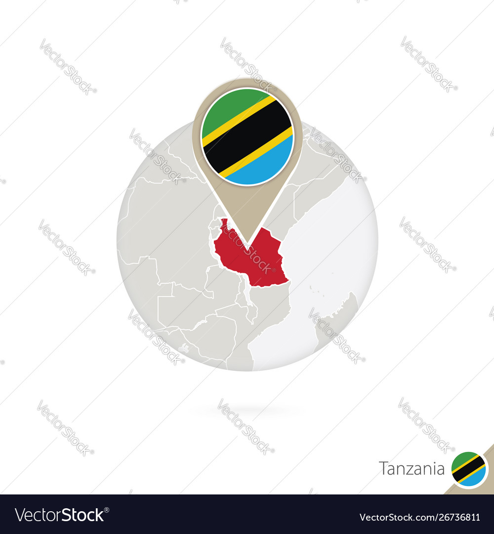 Tanzania map and flag in circle Vector Image Tanzania map and flag in circle
