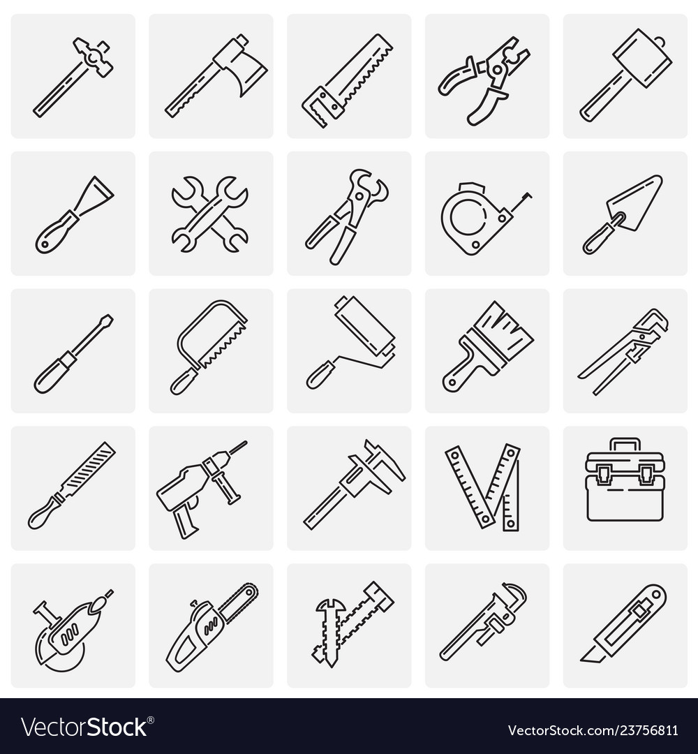 Tool Icons - Line Art Set
