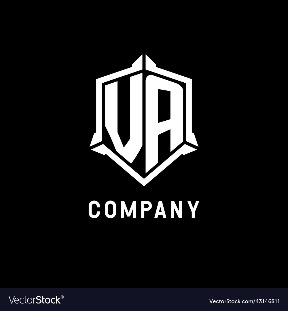 Va logo initial with shield shape design style