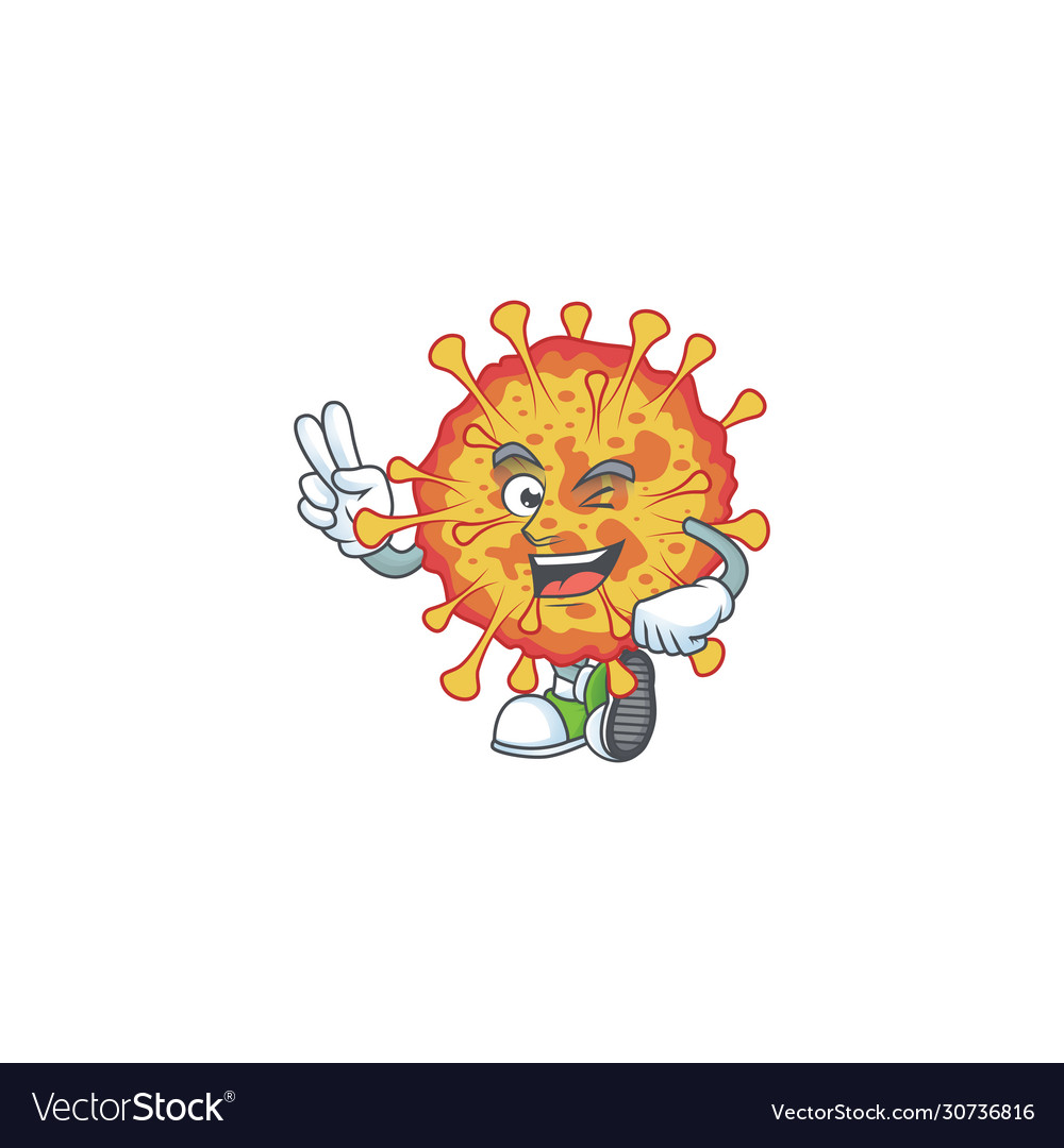 A joyful epidemic covid19 mascot design showing