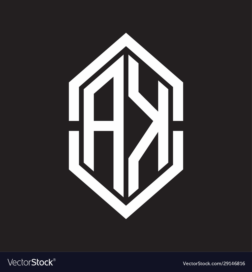 Ak logo monogram with hexagon shape and outline