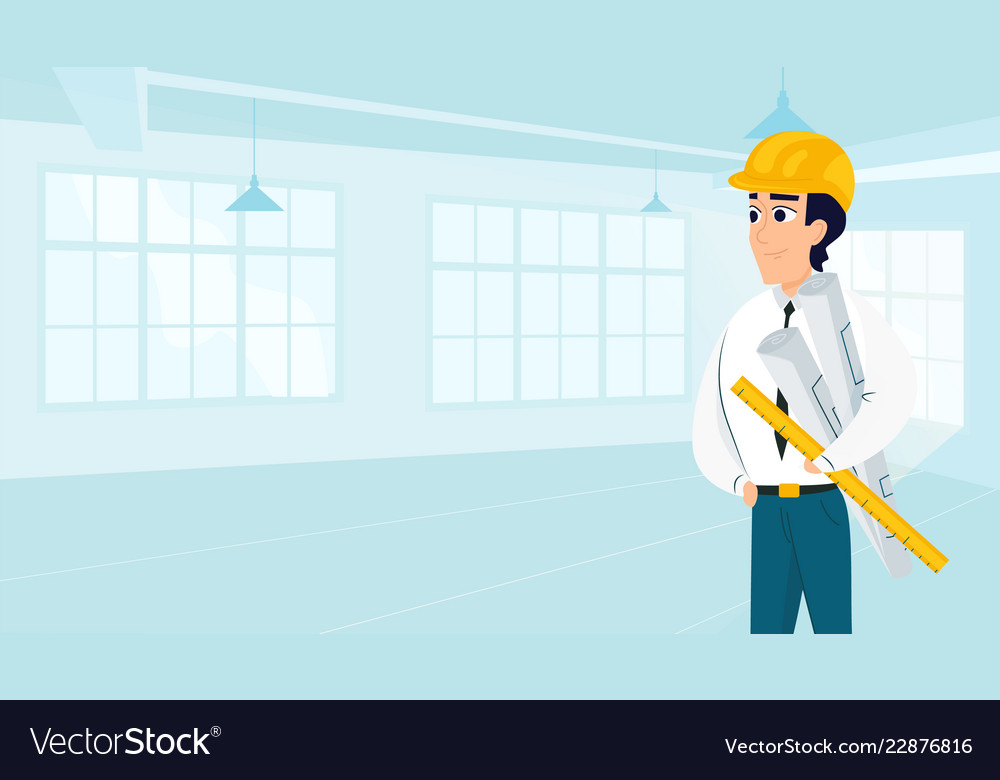 Architect with Blueprint in Studio