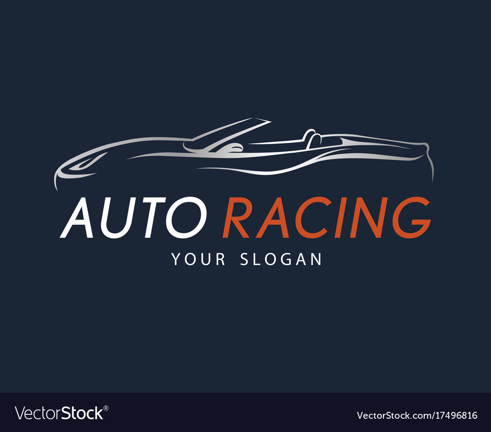 Auto racing symbol on dark blue background silver