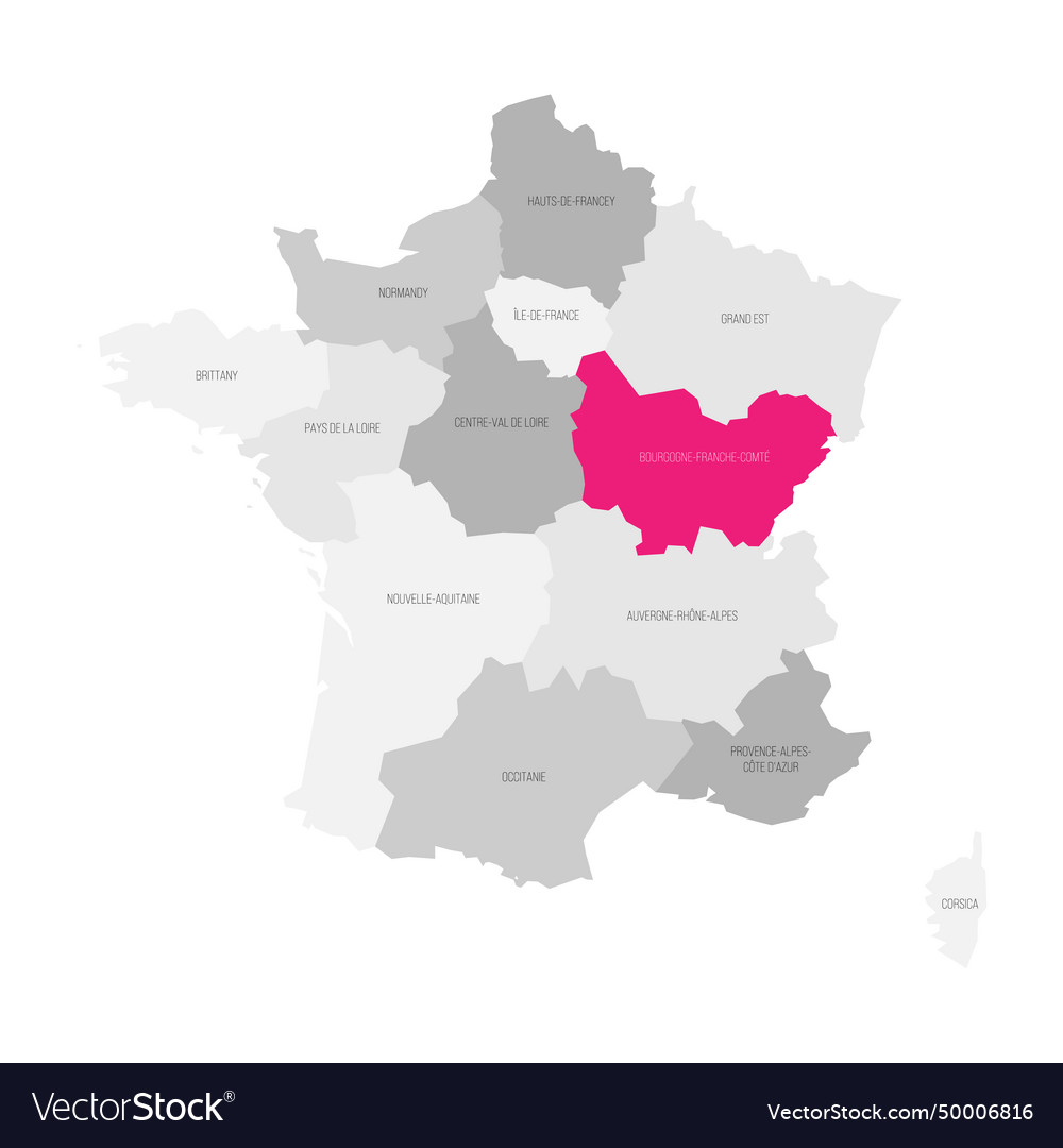 Bourgogne-franche-comte - map of region france vector image Bourgogne-franche-comte - map of region france