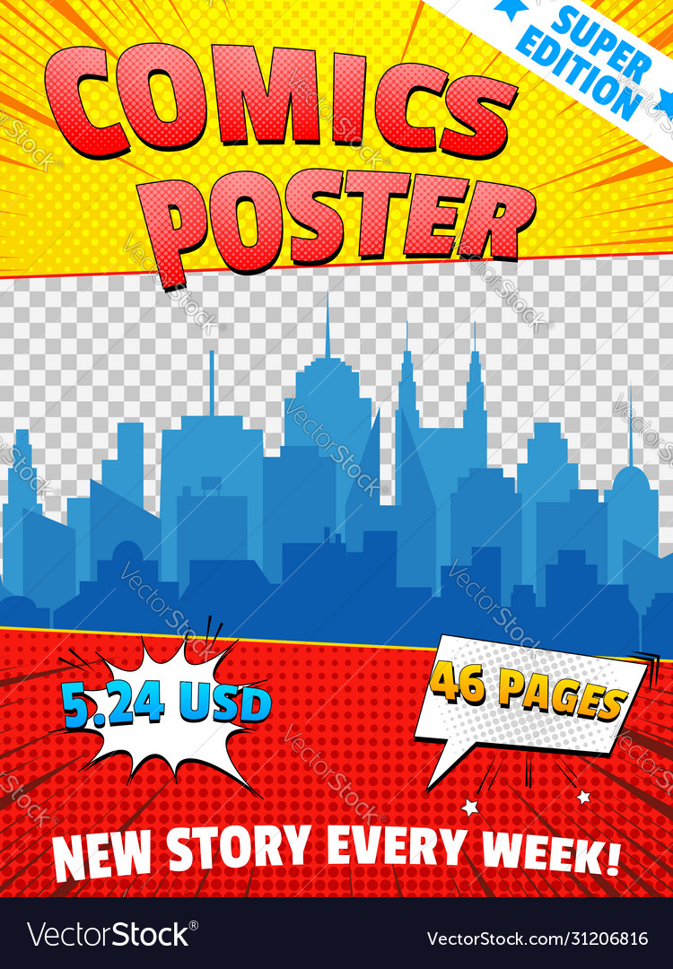 Comics poster colorful concept Royalty Free Vector Image