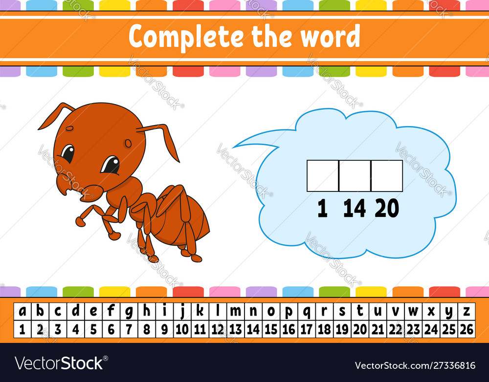 Complete words cipher code learning vector image Complete words cipher code learning