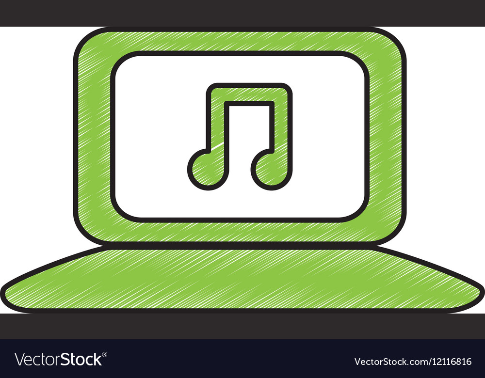 Computer with music icon image