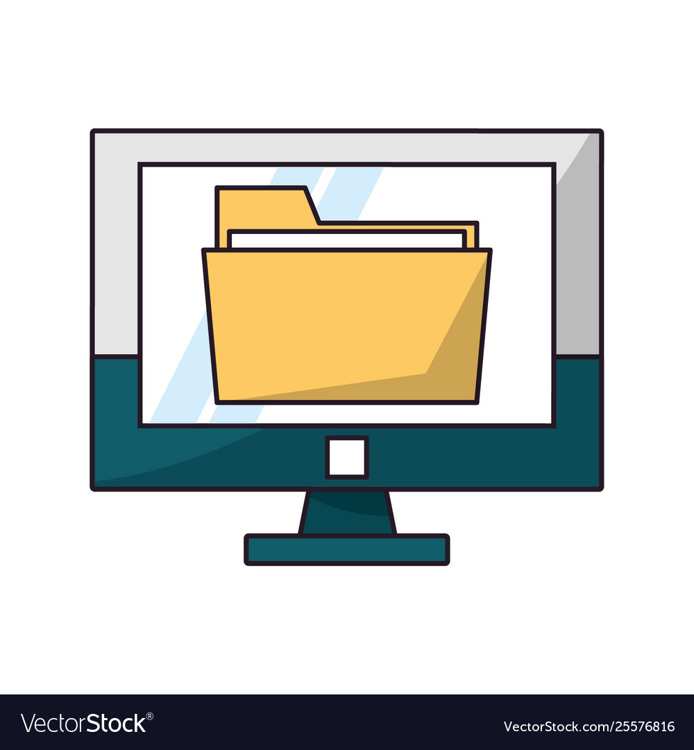 Folder on computer screen symbol