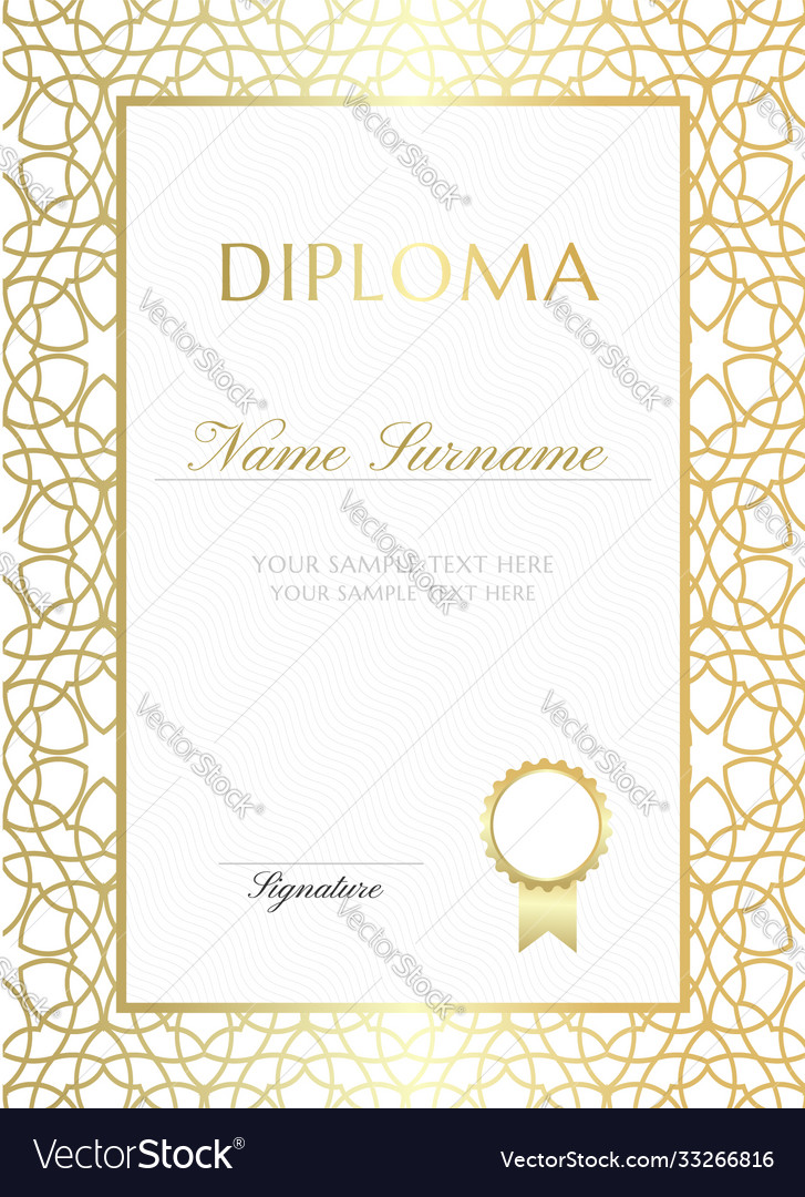 Gold arabian texture diploma design template