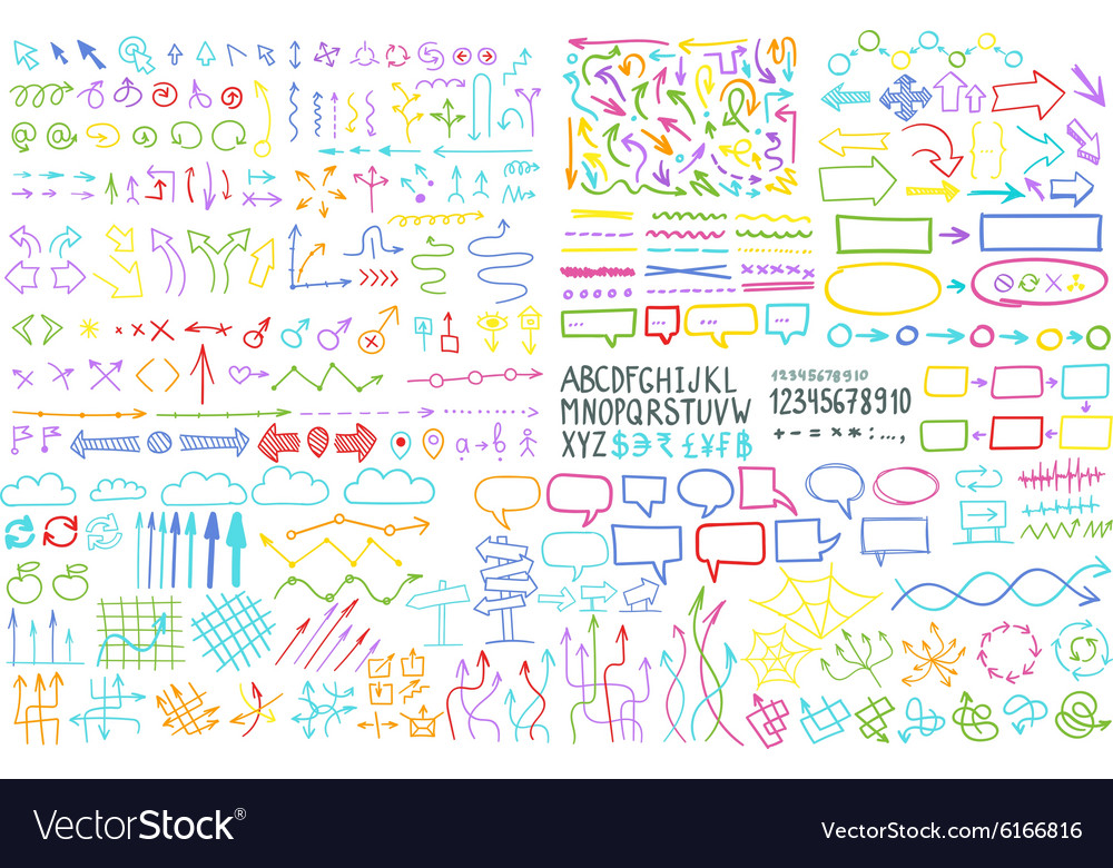Hand draw arrow set elements