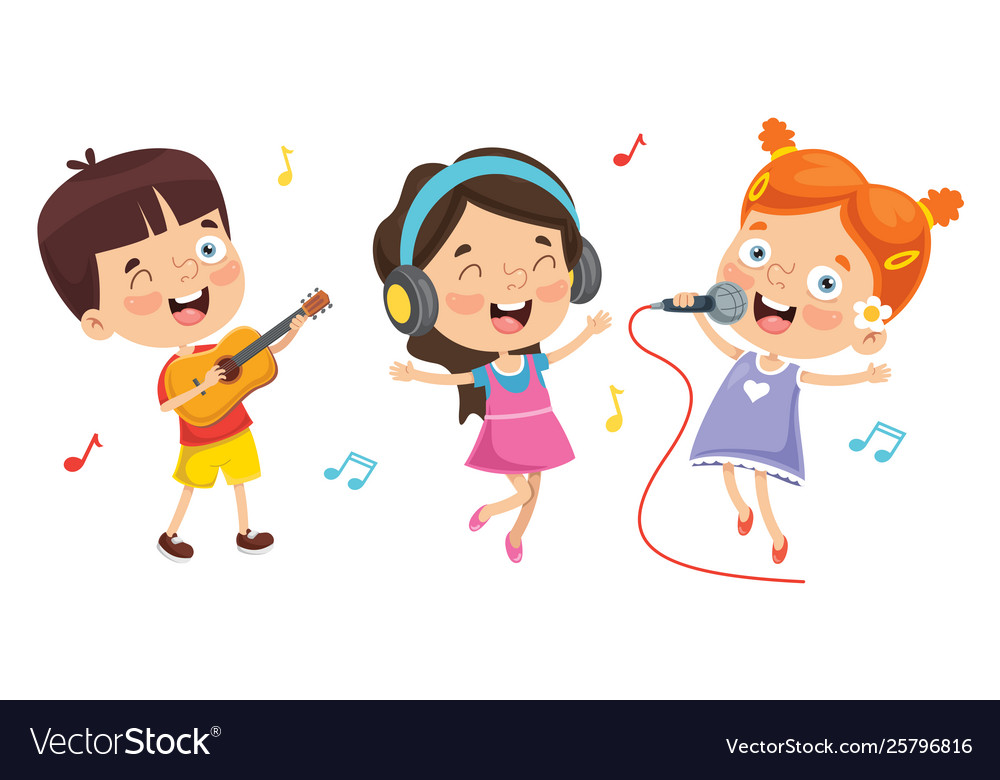 NieuwZeeland Verdorren kalf Kids playing music Royalty Free Vector Image - VectorStock