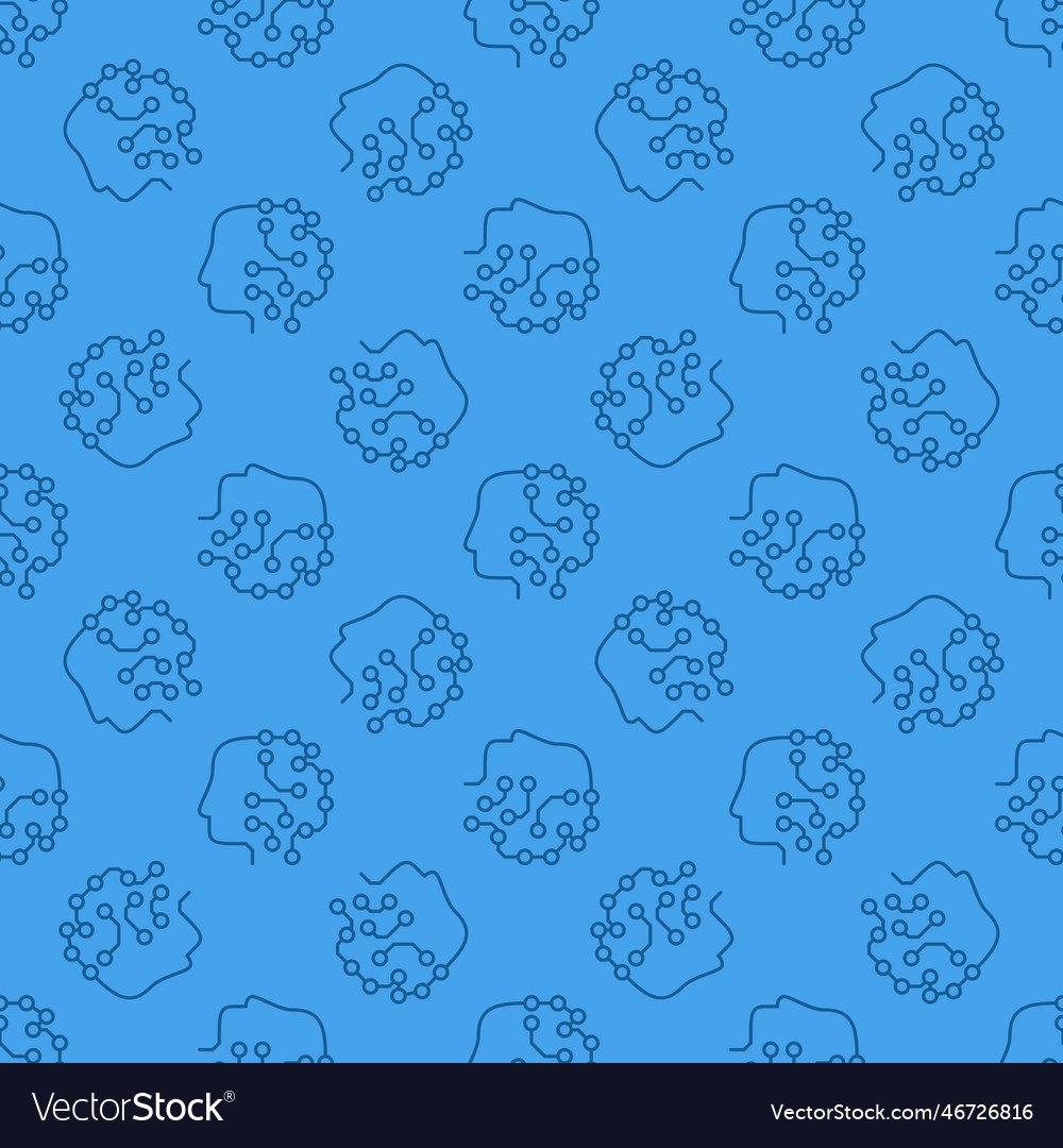 Machine learning robot head ml blue line seamless Vector Image Machine learning robot head ml blue line seamless