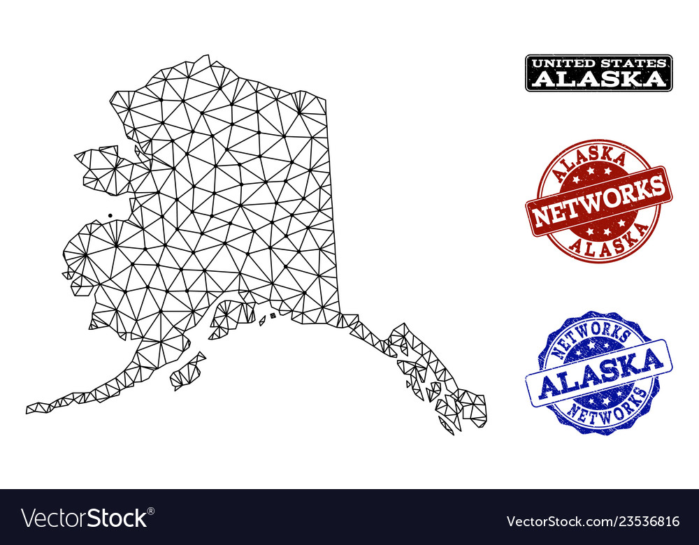 Polygonal network mesh map of alaska state Vector Image Polygonal network mesh map of alaska state