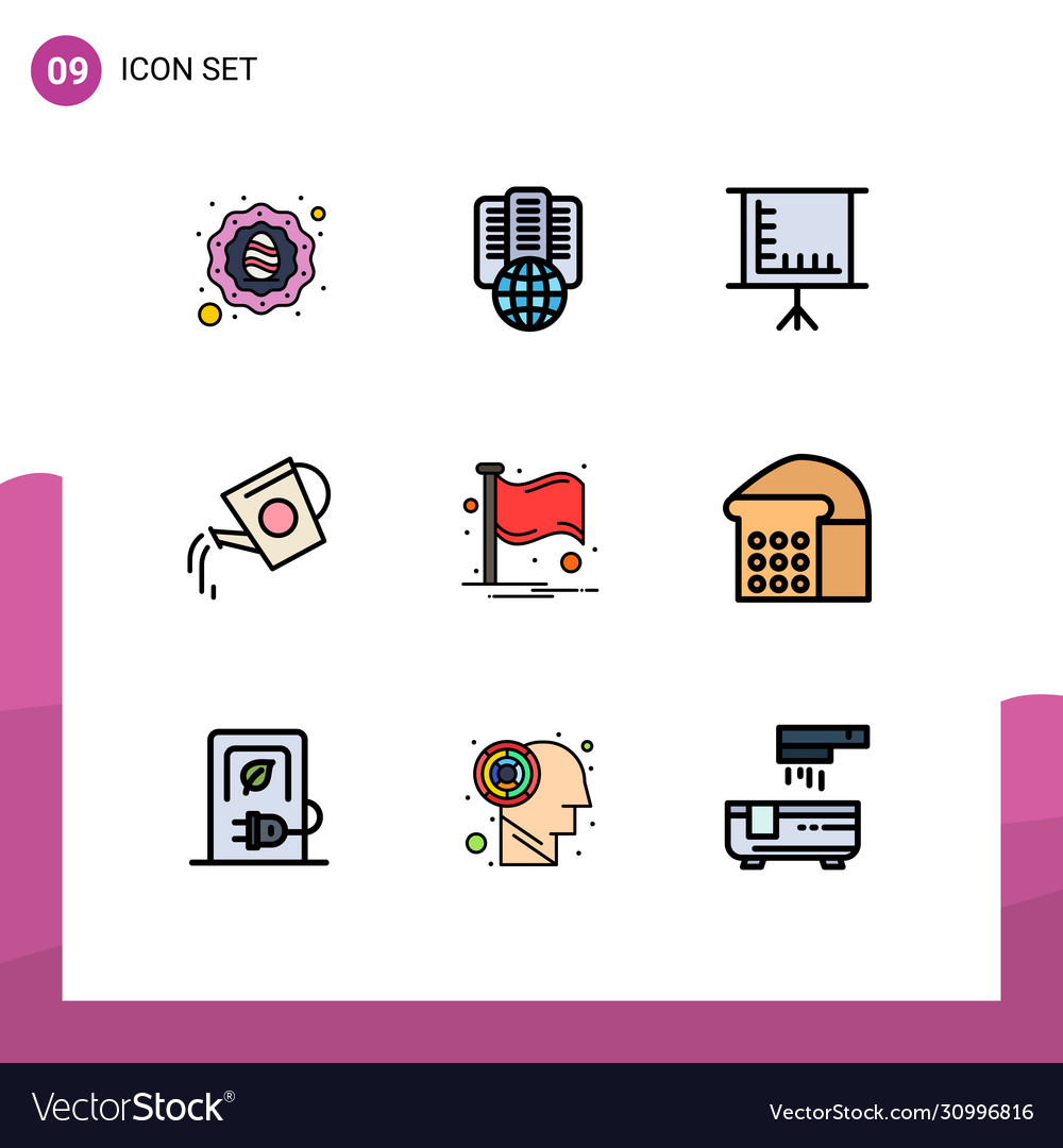 Set 9 modern ui icons symbols signs for flag