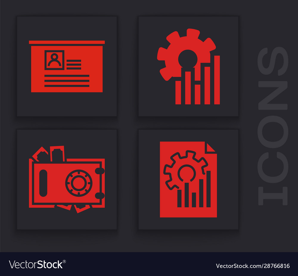 Set document with graph chart board resume vector image Set document with graph chart board resume