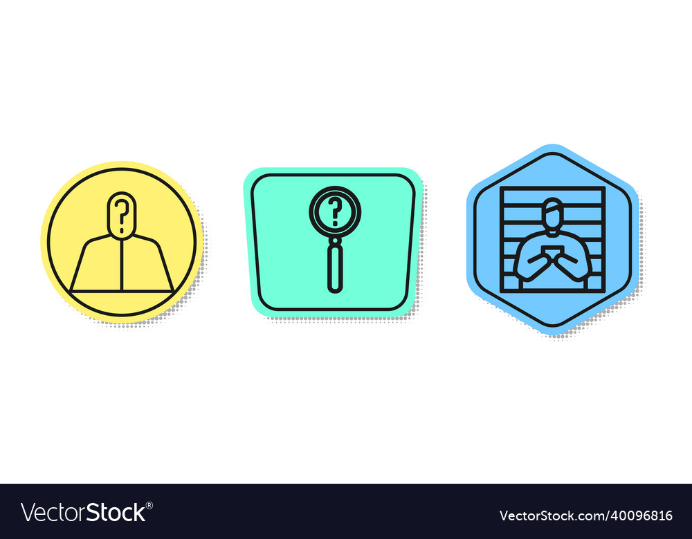 Set line anonymous with question mark magnifying vector image Set line anonymous with question mark magnifying