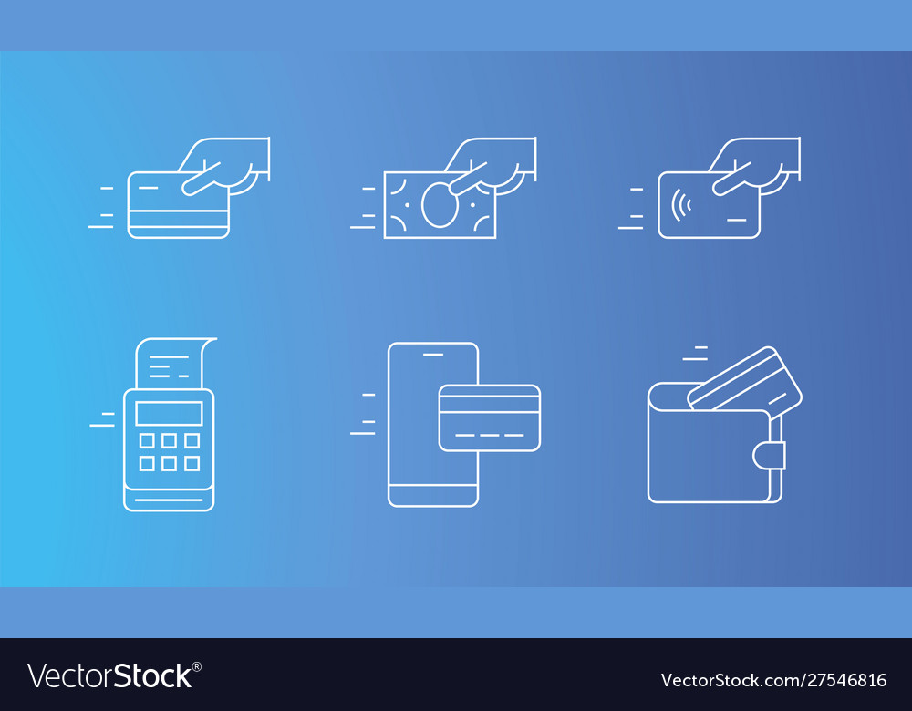 Set payment options elements in flat style vector image Set payment options elements in flat style