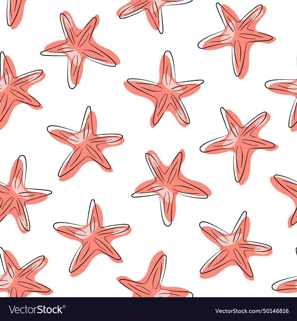 Starfish seamless pattern in line art style Vector Image Starfish seamless pattern in line art style