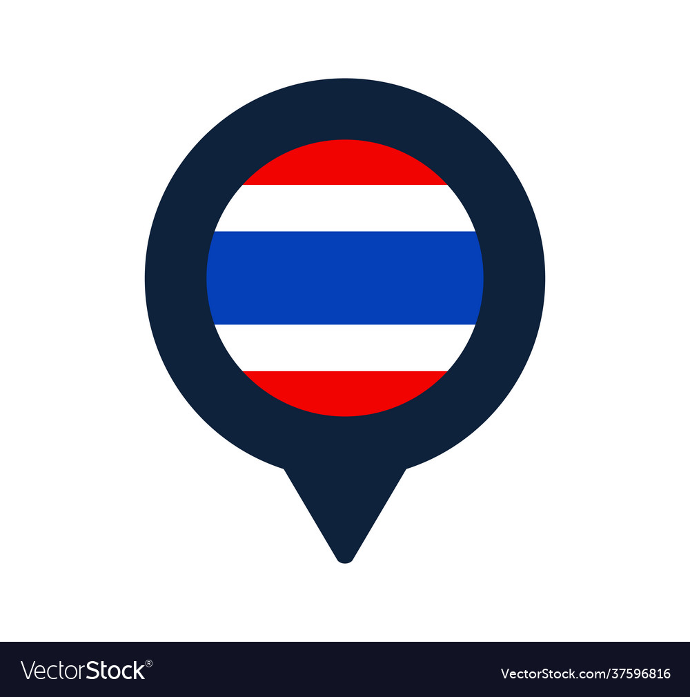 Thailand flag and map pointer icon national