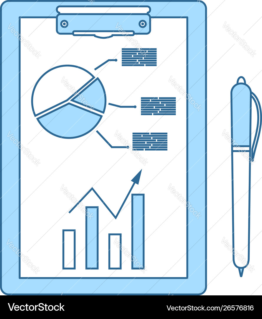 Writing tablet with analytics chart icon Vector Image
