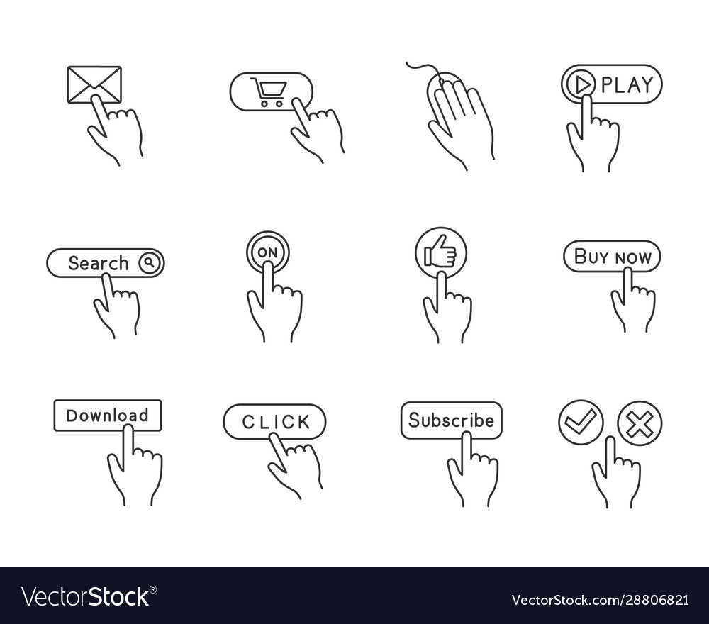App buttons linear icons set Vector Image App buttons linear icons set