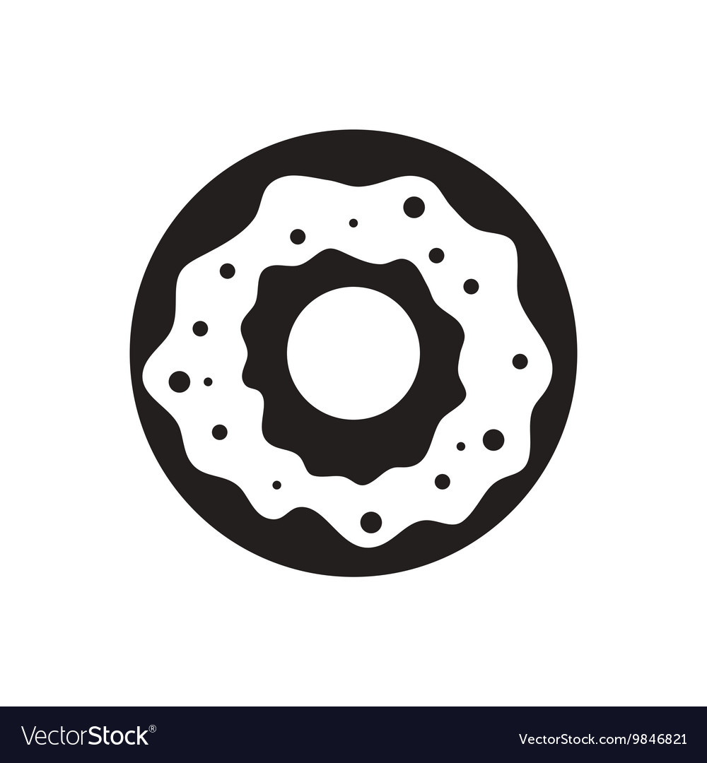 Schwarze Ikone auf weißem Hintergrund Donut