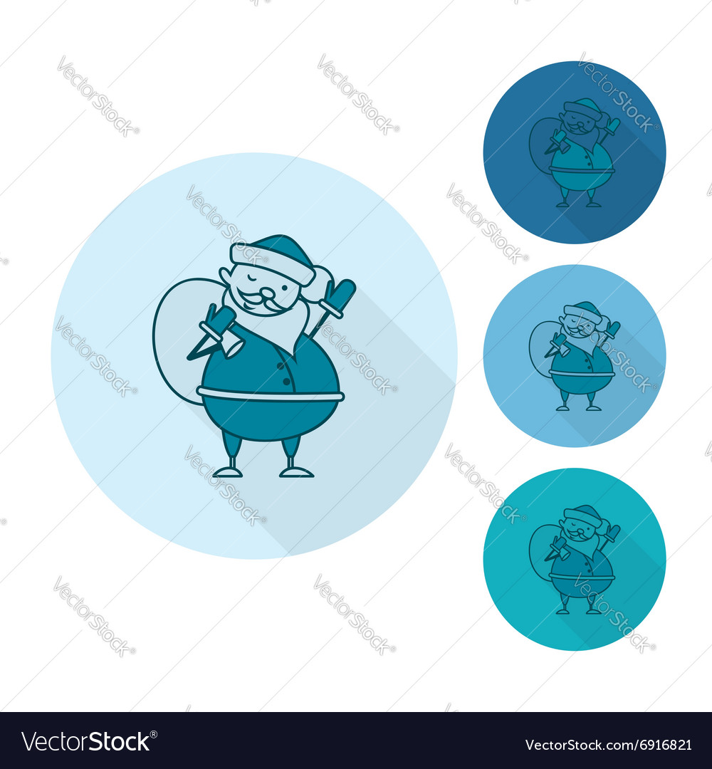 Cute santa claus with big gifts bag