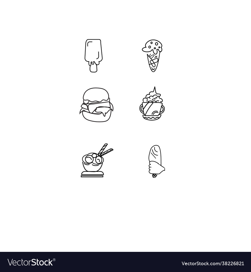 Fast food icon set chheseburger and ice