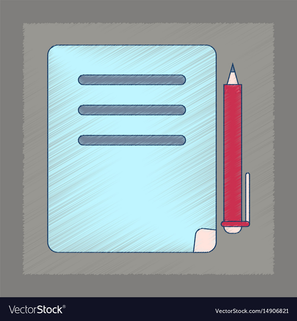 Flat shading style icon notebook and pen
