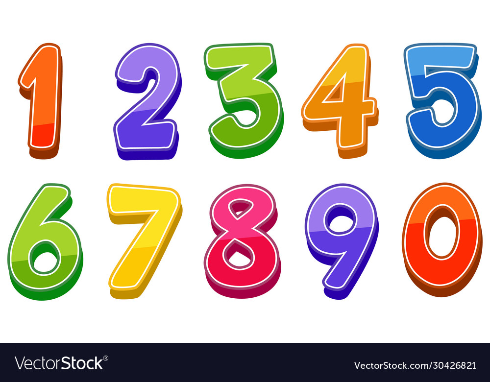 Font design for number one to zero on white