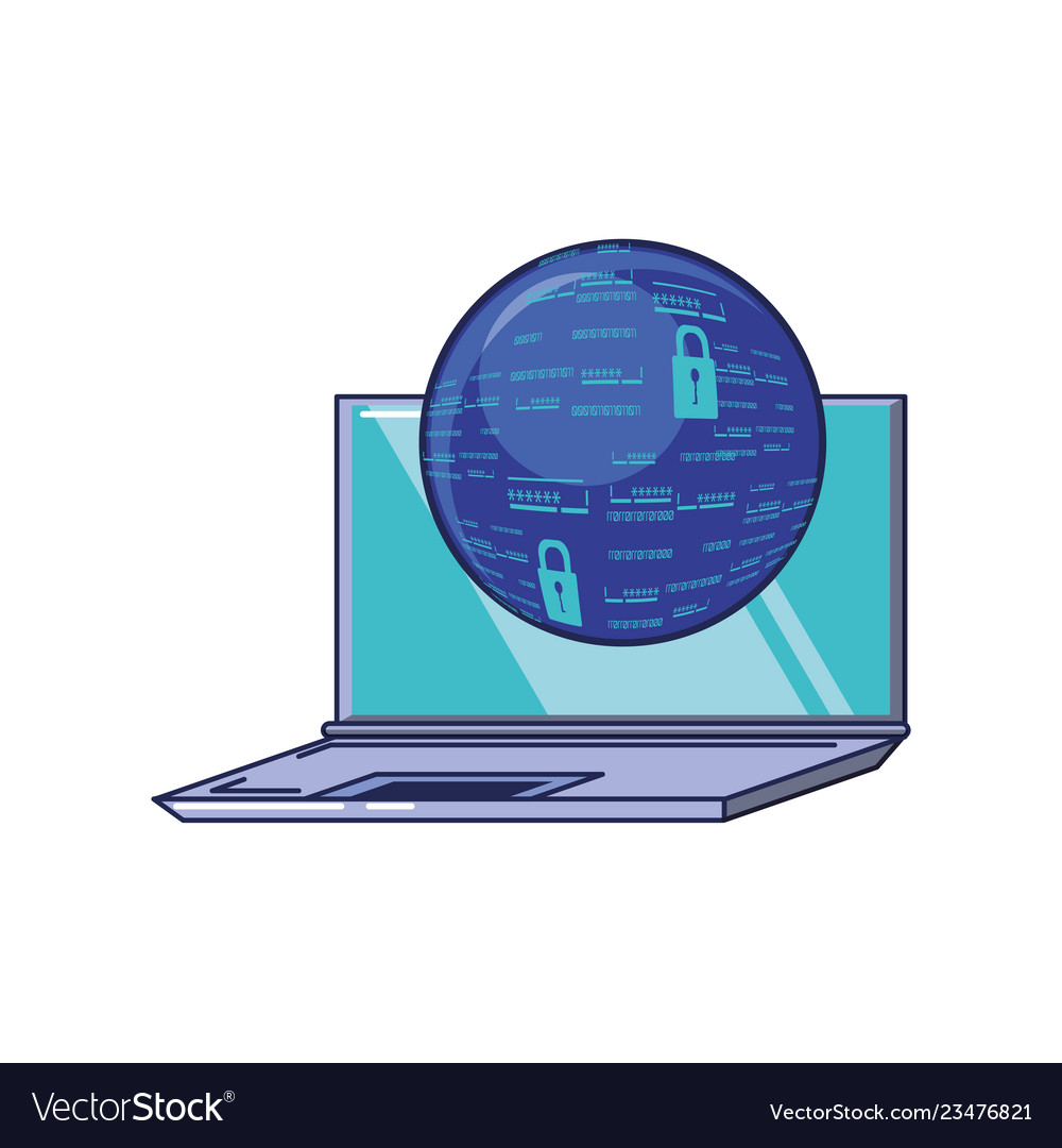 Laptop computer with sphere browser Royalty Free Vector