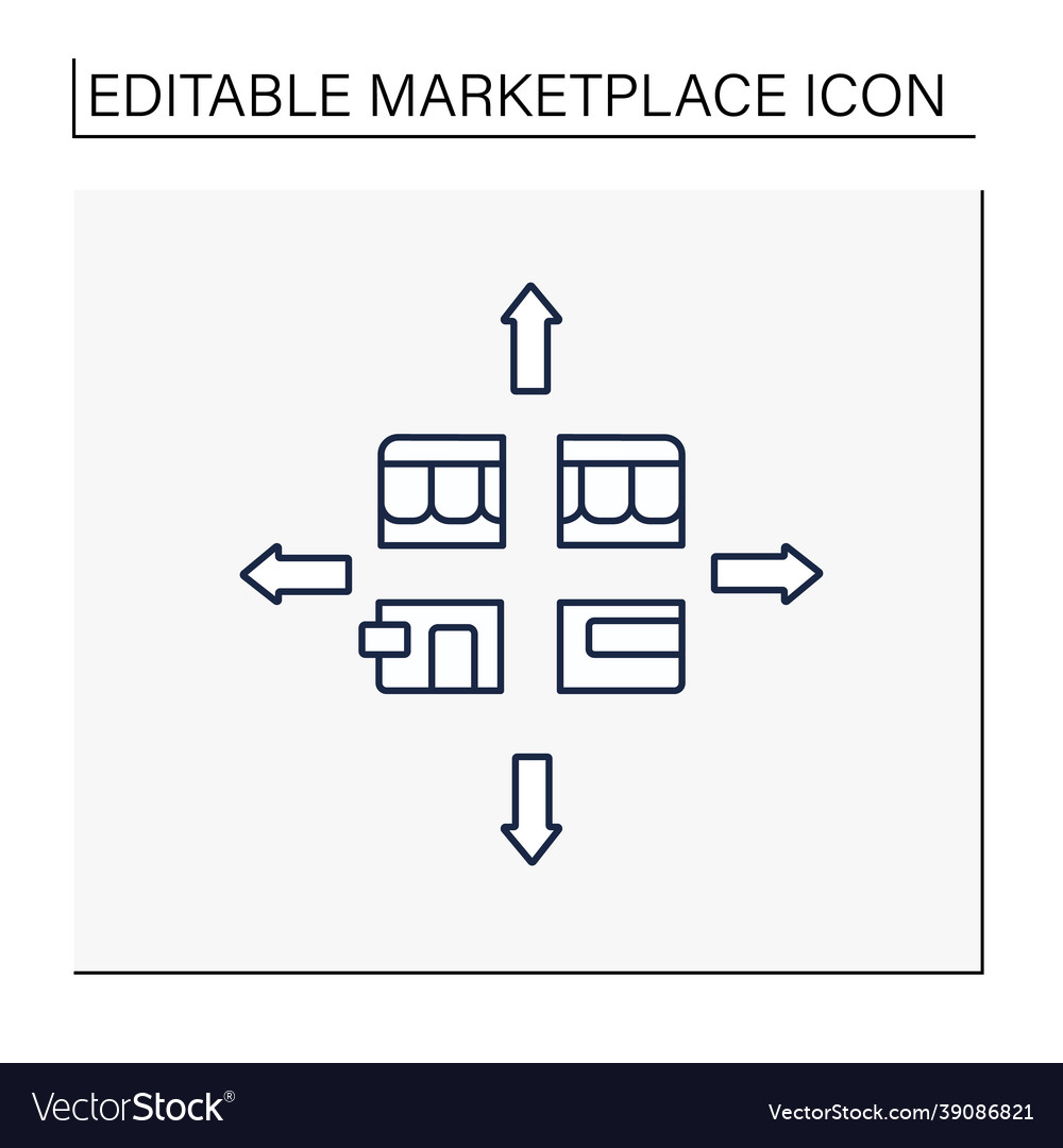 Marketplace fragmentation line icon vector image Marketplace fragmentation line icon
