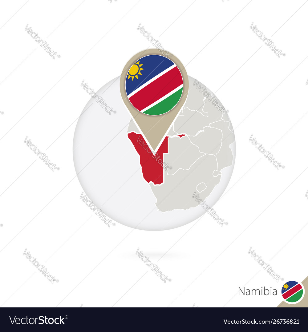 Namibia map and flag in circle