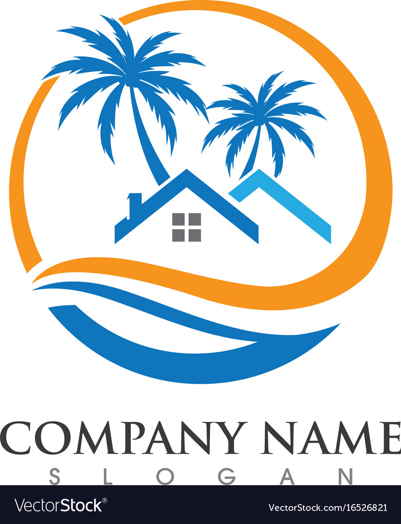 Palm tree summer logo template