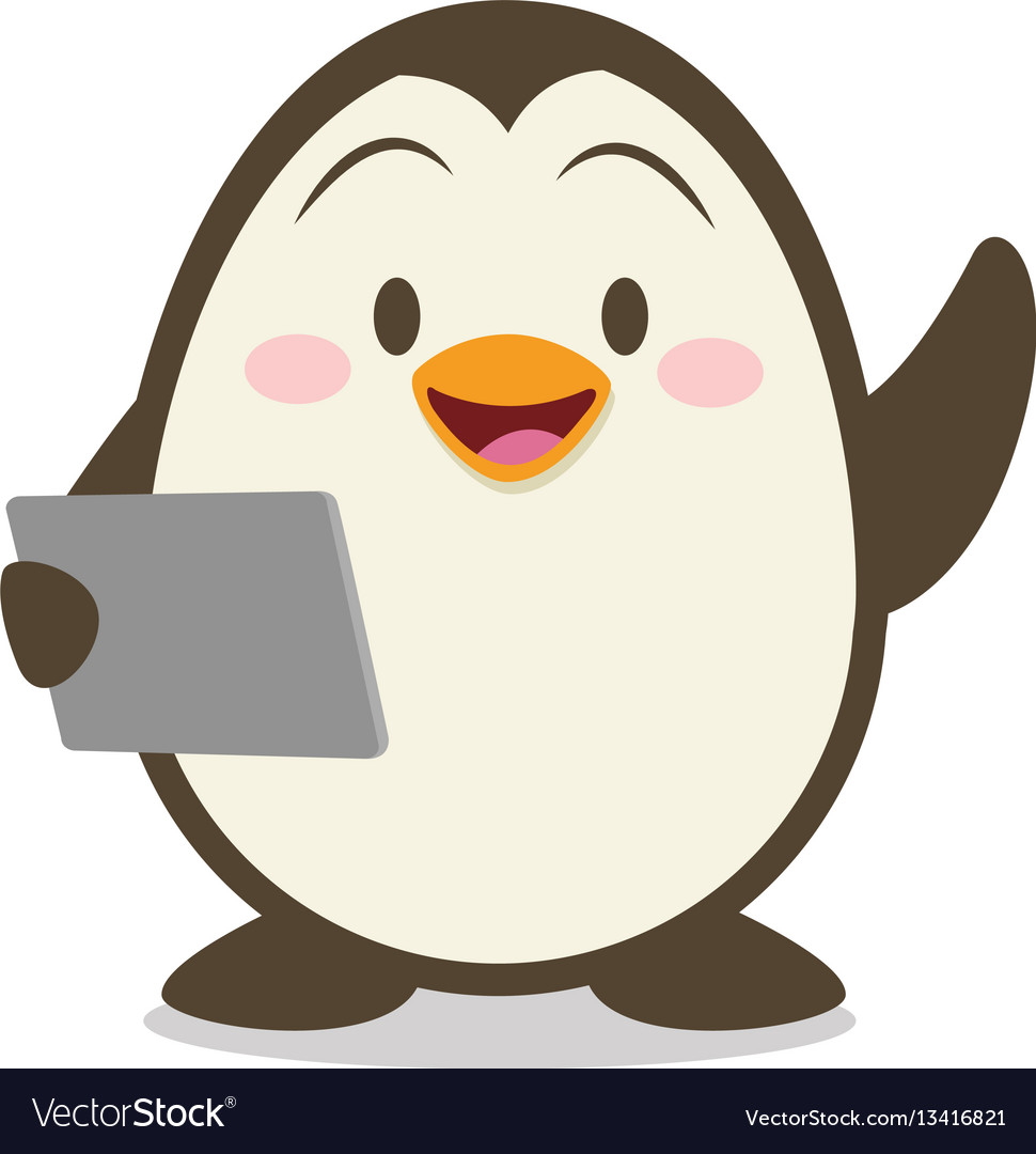 Penguin with tablet Royalty Free Vector Image - VectorStock