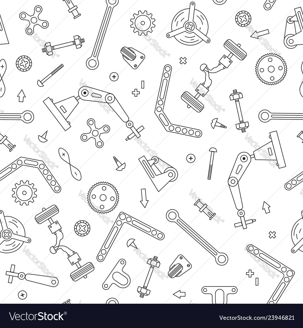 Seamless pattern with details and gears vector image Seamless pattern with details and gears