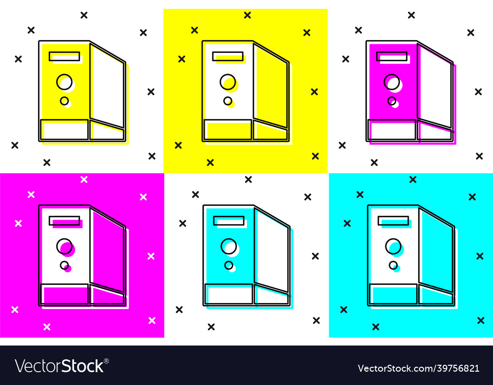 Set case of computer icon isolated on color Vector Image Set case of computer icon isolated on color