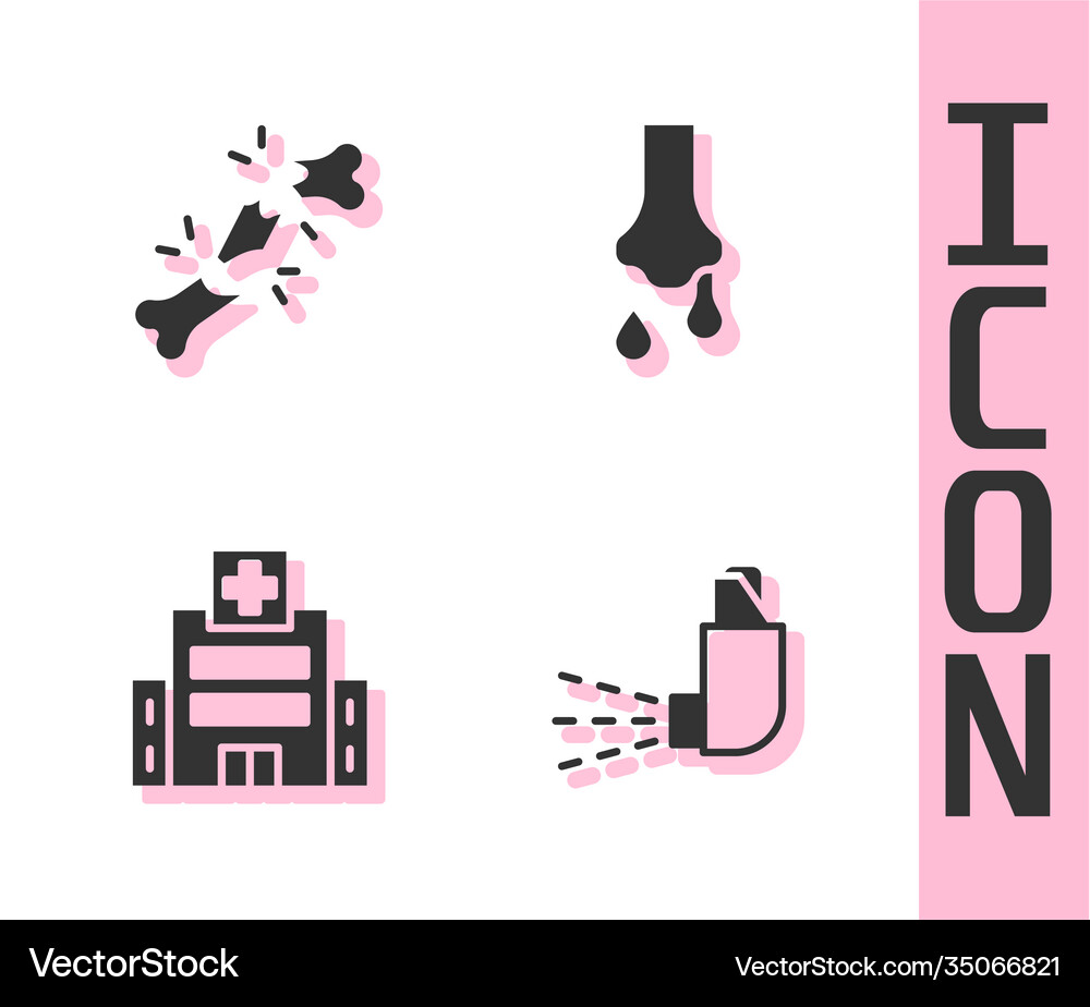 Set inhaler human broken bone medical hospital Vector Image