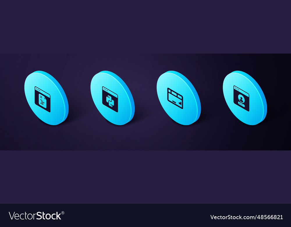 Set isometric create account screen keyboard vector image Set isometric create account screen keyboard