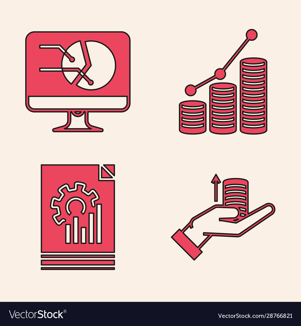 Set money on hand computer monitor with graph