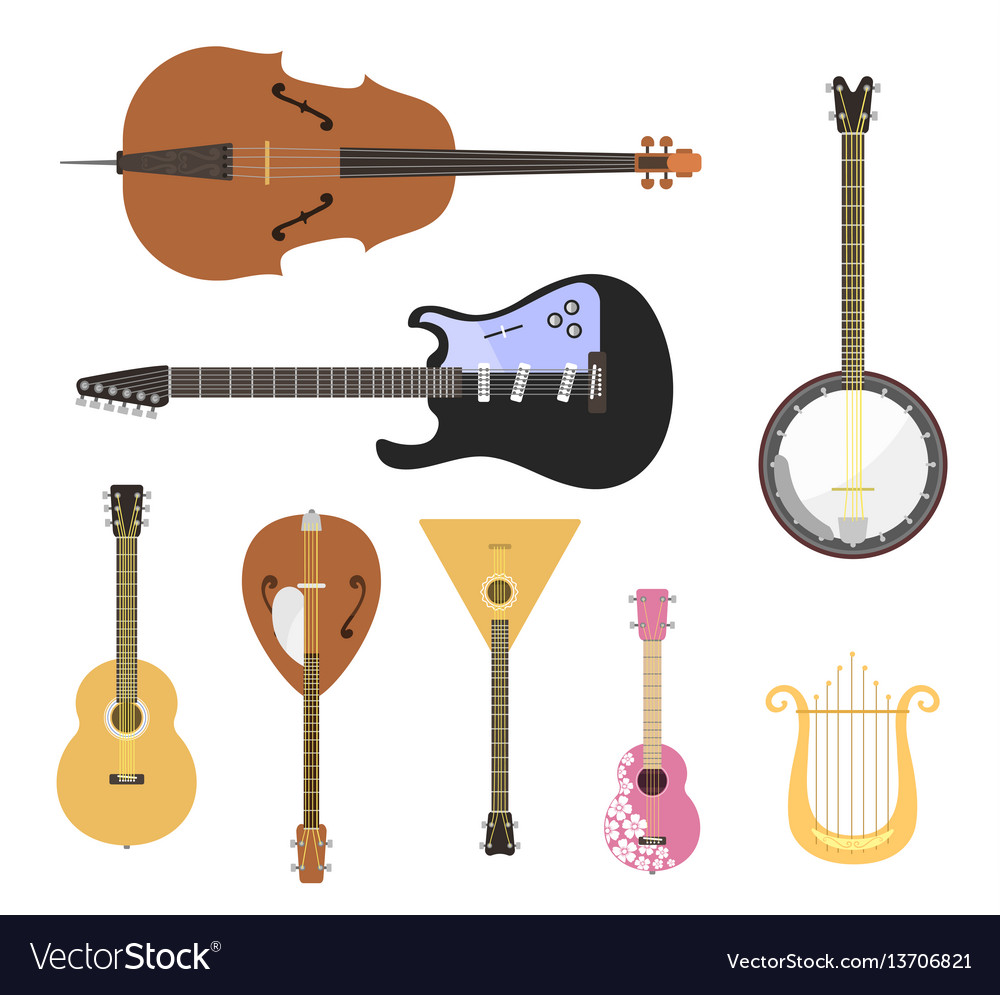 Set of stringed musical instruments classical vector image Set of stringed musical instruments classical