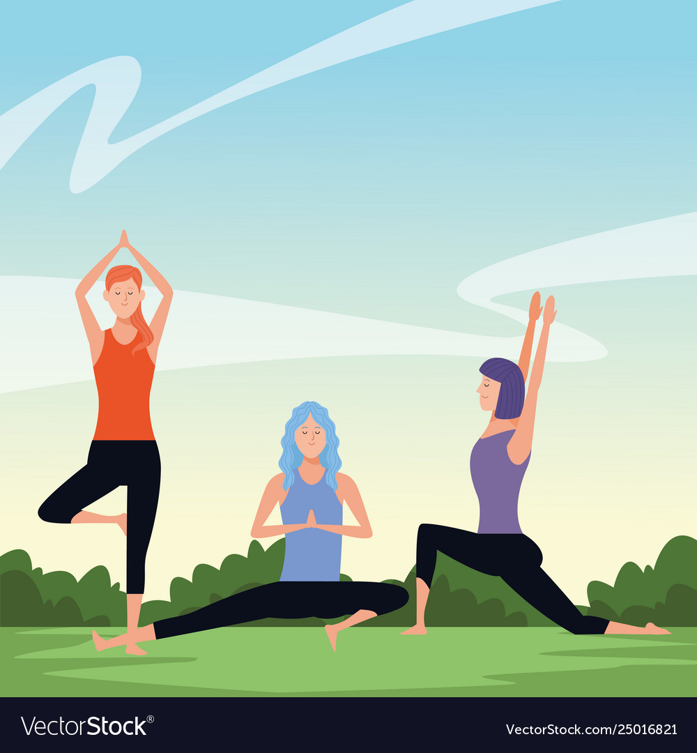 Women yoga poses Royalty Free Vector Image - VectorStock