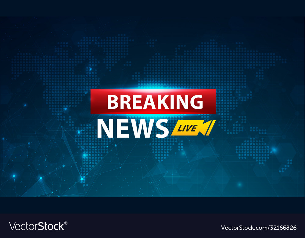 Breaking news template title with shadow on world Vector Image